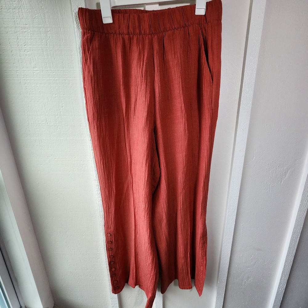 Soft Surroundings Tandoori Spice Wide-Leg Pants Size Large